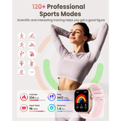 Smart Watch for Women Men Fitness: Smart Watch for iPhone&Android Bluetooth Call with SpO2 Sleep Heart Rate Monitor,IP68,Fitness Tracker with 120 Sport,Reloj Inteligente 30 Day Battery Life, 2 Bands