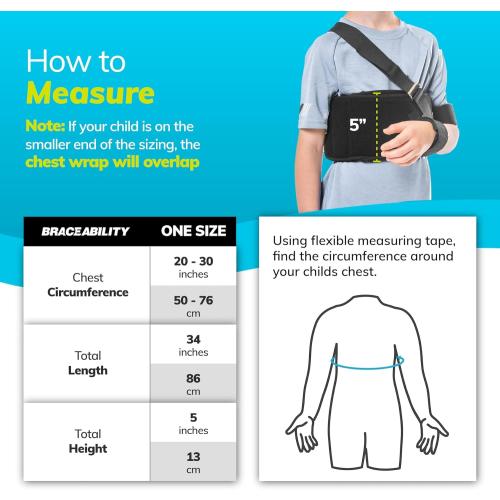 BraceAbility Pediatric Shoulder Immobilizer | Child Size Arm Sling Stabilizer for Broken Collarbone & Shoulder Injuries - Fits Toddlers, Kids, Youth & Teens (20 - 30 Chest Circumference)