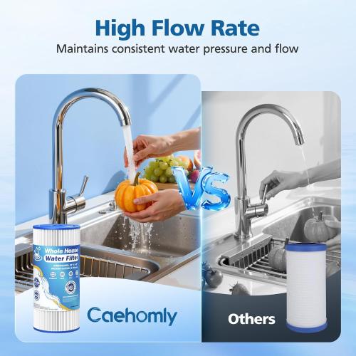 5 Micron 10 x 4.5 Whole House Water Filter Compatible with GE FXHSC, GXWH40L, Plumber W50PEHD, Culligan R50-BBSA, Pentek R50-BB, W10-PR, DuPont WFHDC3001, W50PEHD, High Flow Sediment Filters, 4 Pack