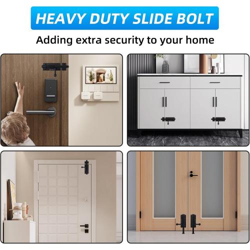 Barrel Bolt Latch, 4.2 Inch Slide Lock, SUS304 Stainless Steel Slide Bolt Latch with Padlock Hole, Heavy Duty Slide Bolt Gate Latch Lock for Wooden Fence, Yard Door, Barn Door, Shed Door (Black)