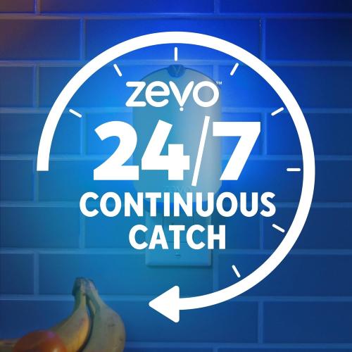 Zevo 2 Flying Insect Traps & 2 Refill Cartridges - Plug in Fly Trap & Indoor Bug Catcher for Gnats, House & Fruit Flies - Blue & UV Light Technology, Mess-Free Alternative to Bug Zapper