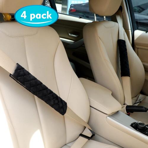 Tatuo 4 Pack Seat Belt Cover Extra Long Seat Belt Pads for Car Soft Comfort Shoulder Strap Covers Harness Pads Helps Protect Your Neck and Shoulder(11.8 Inch,Black)