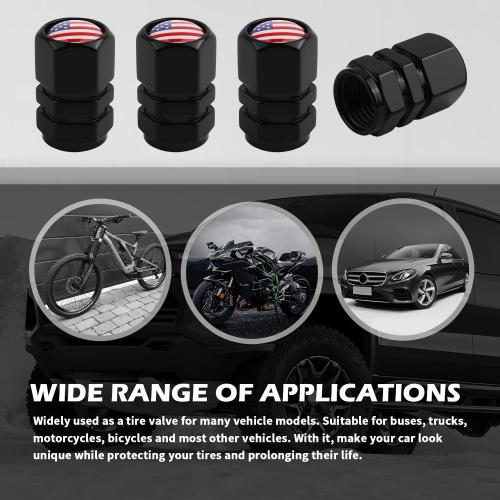 Car Key Chain & Car Tire Valve Caps Kit with US Flag Pattern,Stylish Keychain & Tire Valve Stem Caps as 4th of July Decorations,Cars Keychains Tires Air Cap Kit for Dust Protection