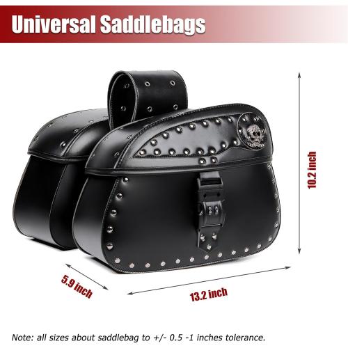 Motorcycle Saddlebags with Secure Lock, 30L Universal Powersports Side Saddle Bags, Waterproof Leather Saddlebag for Harley Sportster Dyna Softail Honda Shadow Rebel Yamaha Kawasaki Vulcan Cruiser