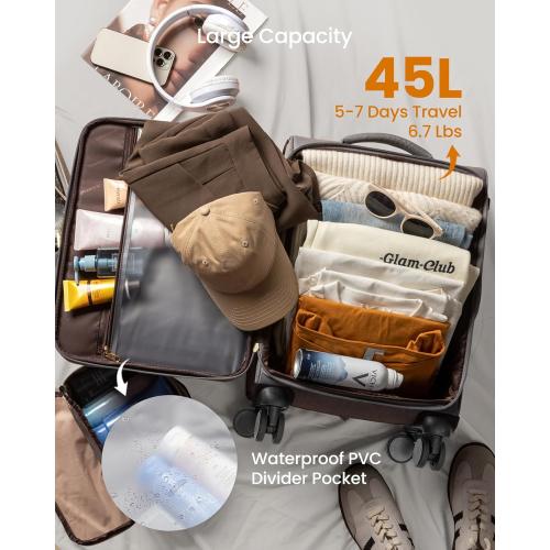 LOVEVOOK 4 Pcs Carry On Luggage 22x14x9 Airline Approved 20 Inch Underseat Carry on Suitcase for Women Men Softside Travel Luggage with Spinner Wheels and TSA Lock