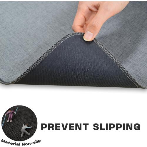 Yancorp 3'x5' Ultra Thin Bathroom Rugs,Low Profile Bath Rug,Rubber mat,Fit Under Door,Non Slip,Machine Washable Shower Rug,Dark Grey