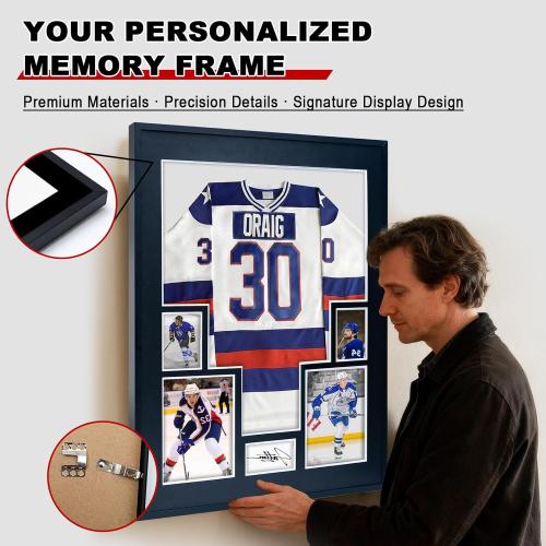 Aluminum Jersey Display Frame Case Large Shadow Box Jersey Frame with Photo Slots 98% UV Protection Clear Acrylic for Football, Hockey, Basketball, Baseball Shirt Ideal Gift for Sports Fans