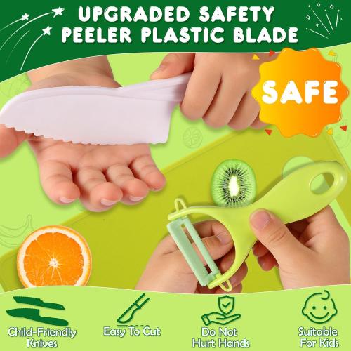 Goodche 16 Pieces Toddler Knife Set- Kids Cooking Sets Real