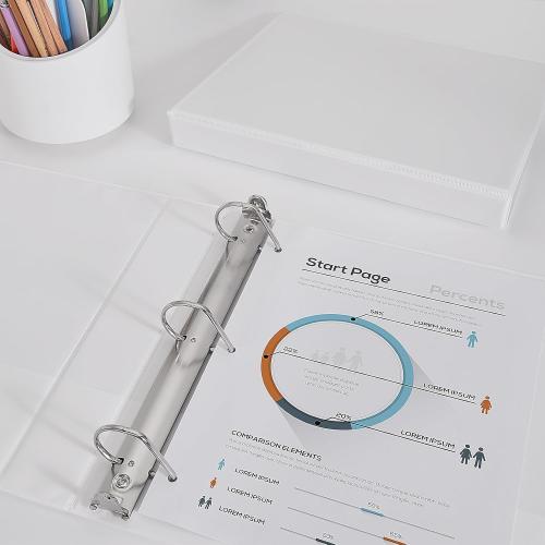 Comix Sturdy 1.5 Inch D-Ring Binders, 1.5'' 3 Ring Binder with Clear View Cover, 1-1/2 Inch Rings Holds 350 Sheets of 8.5 x 11 Paper, 6 Packs (White)