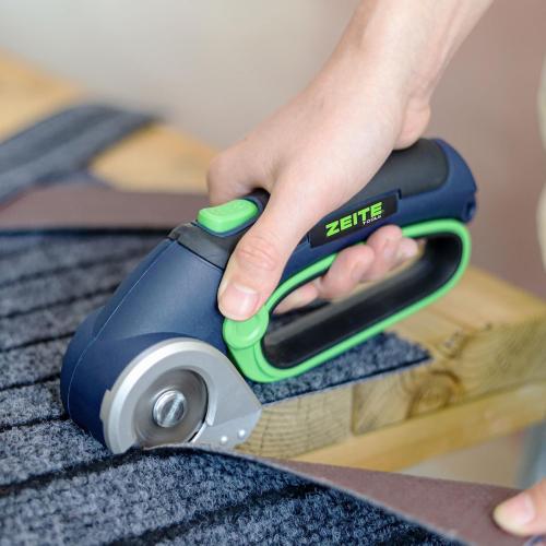 ZEITE 4V Cordless Electric Scissors,Cardboard Cutter with 2 Blades,Storage Box,USB Charging Cable,Power Rotary Cutter,Max Cutting 1/4,for Cardboard Box,Thin Carpet & Plastic, Easy to Hold and Safe