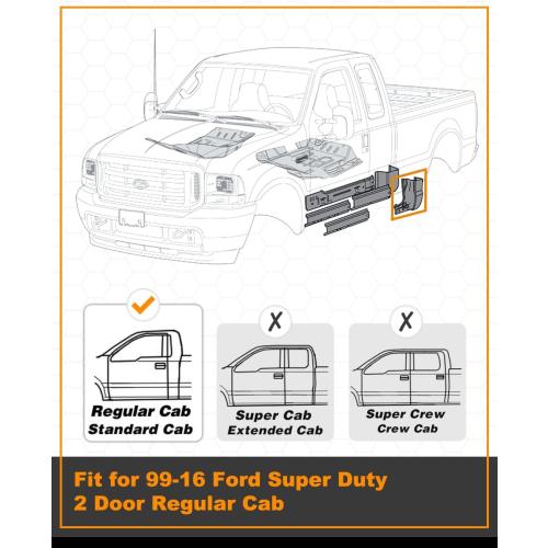 Cab Corner Kit Black Fit for 1999-2016 Ford Super Duty F250 F350 Regular Cab Standard Cab Crew Cab Driver & Passenger Side NOT for Ext cab