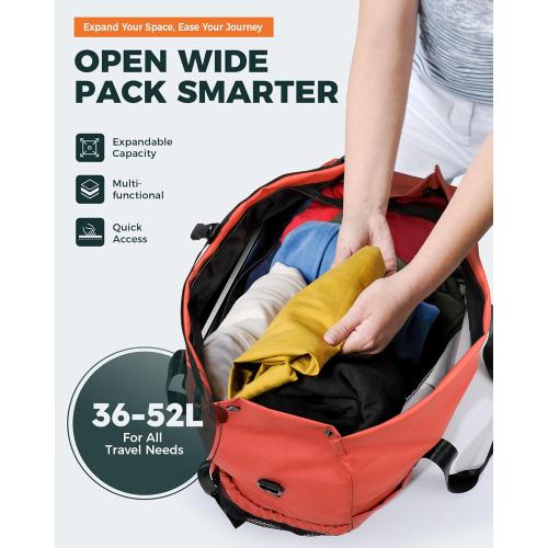 Tolaccea Gym Duffel Bag for Women, Travel Bags Foldable Sports Duffle with Shoe Compartment & Wet Pocket, Lightweight & Water-Resistant, Perfect for Workout, Weekender Overnight & Carry-On Expandable
