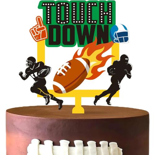 Football Acrylic Birthday Cake Topper Cheer to Rugby Touchdown Cake Decorations for Football Tailgates Sport Themed Game Day Party Supplies