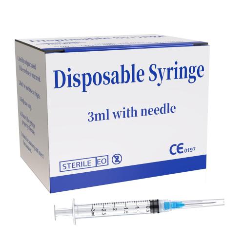 100 Pack 3ml 23Ga Plastic Syringe with Measurement for Scientific Labs, Industrial Dispensing Animal and Pet Supplies, Disposable Individually Wrapped (100, 3ml-23Ga)