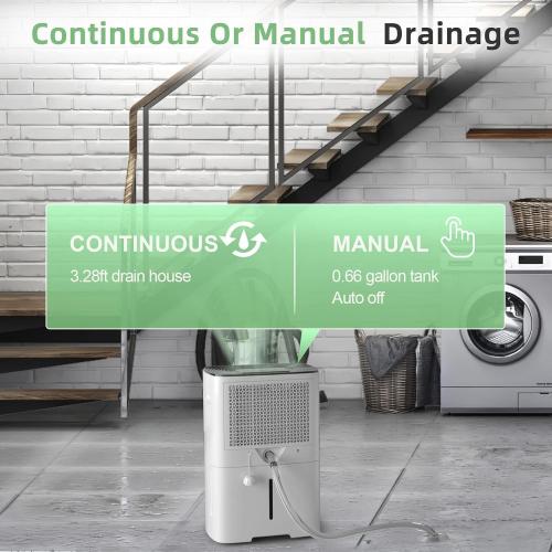 HOGARLABS 50 Pint Smart Dehumidifiers for Home and Basements, with 3 Working Modes, Overflow Protection, and Auto Shut off Restart. Ultra Silent Dehumidifier with Drain Hose and Digital Control Panel.