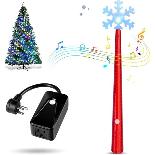 Magic Light Wand, Wireless Remote Control Outlet for Christmas String Lights and Decorations Lights, Remote Magic Wand Switch Kit with Music, Ideas for Kids/Friends/Family (Red)