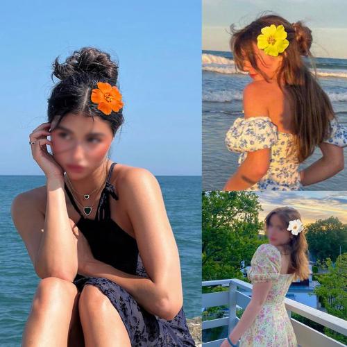 Hawaiian Flower Hair Clips for Women, 5 Pcs Plumeria Claw Clips for Think Thin Hair, 3.5 Inch Artificial Flower Clips for Vacation Beach Party (Hibiscus)