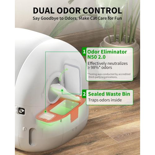 PETKIT PuraMax 2 Automatic Self-Cleaning Cat Litter Box, App Control Automatic Litter Box with Safety Sensors, Odor Free & Anti-Leakage Basic Bundle Includes Trash Bags,2.4G WiFi & Low Entrance