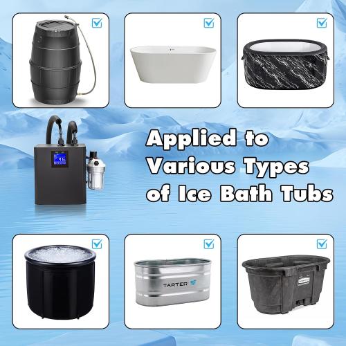 Ice Bath Water Chiller for Cold Plunge Tubs, 1/3 HP Cold Plunge Chiller with External Filter & Pump, Insulated Hoses, Ice Bath Cold Water Recovery for Home Use, 110V