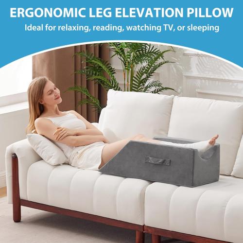 Leg Pillow Elevation Blood Circulation, Wedge Pillow for Legs Swelling, Knee Pillow Wedge Post Surgery, Leg Elevation Pillows for After Surgery, Memory Foam Foot Leg Elevating Pillow, Grey