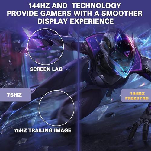 CRUA 27 Curved Gaming Monitor, QHD(2560x1440P) 144Hz/165Hz 99% sRGB Professional Computer Monitors, Support AMD FreeSync, Wall Mountable Installs(HDMI, DP)-Black
