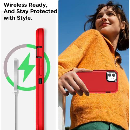 AICase for iPhone 11 Case (6.1), Heavy Duty Drop Protection Rugged Shockproof/Drop/Dust Proof 3-Layer Protective Durable Phone Cover for iPhone 11, Red