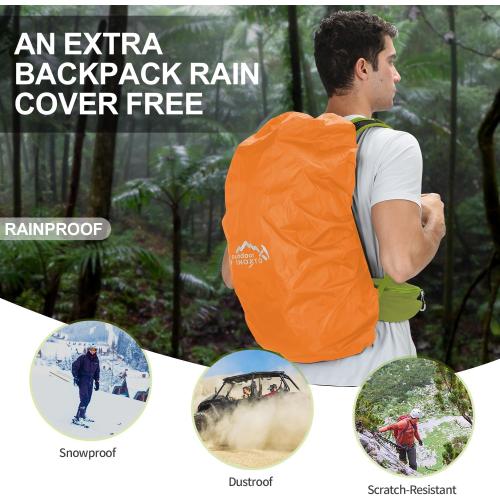 Hiking Backpack,35L Waterproof Hiking Daypack with 3L Water Bladder and Rain Cover, Lightweight Travel Camping Backpack for Men Women (Fruit green)