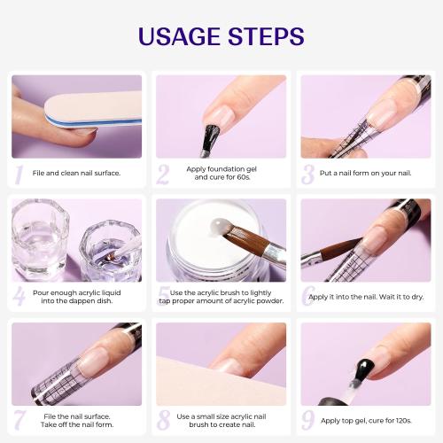 Acrylic Nail Kit for Beginners: Clear White Pink Powder and Liquid Set Professional Nails Kit Acrylic Set with Brushes for Home DIY (liquid spilled) (no accessories) ( powder is still new)