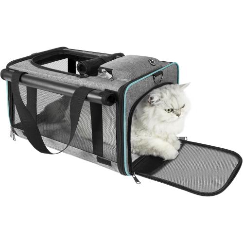 Cat Carrier Alaska Airline TSA Approved 17x11x9.5 Soft-Sidedsoze L Pet Air Travel Carry Bag, Southwest Airplane Kitten 12lbs Crate in Cabin Under-Seat Traveling Cage Tiny Dog Under 8 Pound