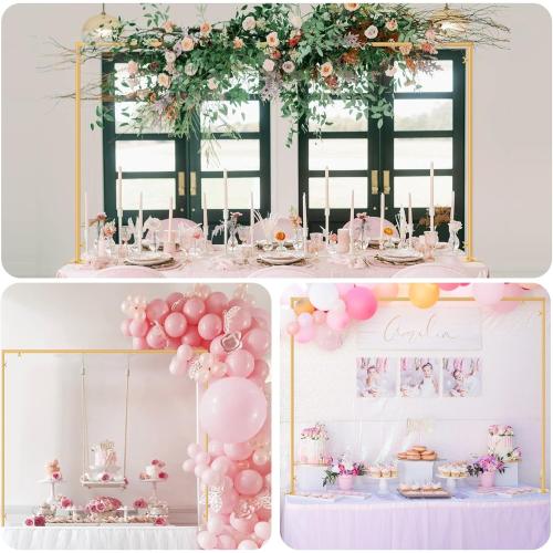 Over The Table Rod Stand with Clamps Adjustable 31-110'' Length 31-64 Height Gold Table Balloon Arch Stand with Storage Bag, For Halloween Christmas Party Wedding Anniversary Decoration