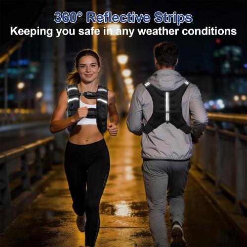 Zikopomi Weighted Vest Woman Man, 6lb/8lb/12lb/16lb/20lb/25lb/30lb Weight Vest with Reflective Stripes for Workout, Strength Training, Running, Fitness, Muscle Building, Weight Loss, Rucking Vest