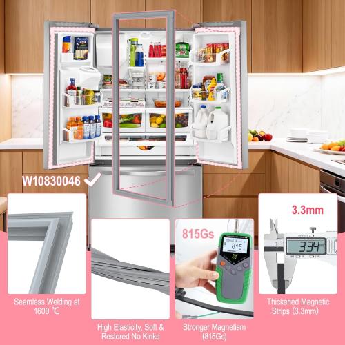 LXun Upgrade W10830046 Refrigerator Door Gasket Compatible with Maytag Kenmore Whirlpool Refrigerator Door Parts W10163997 for Whirlpool Freezer Door Seal W10443241 ERP12069725 AP6048305 PS12069725 ‼️has stains‼️