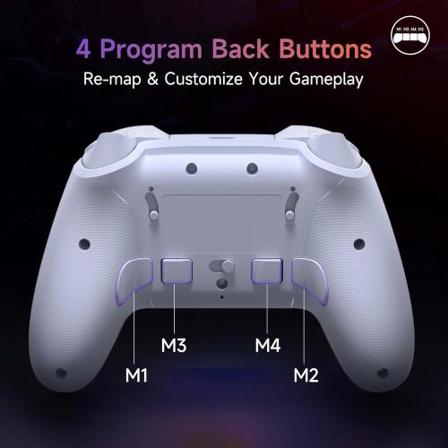 White EasySMX X20 Wireless Gaming Controller with RGB Backlit, 2-Stage Hall Effect Stick, 1000Hz Polling Rate, 6-Axis Gyro on Multi-Platform, Mech Buttons- Compatible with PC/Switch/Steam/Android