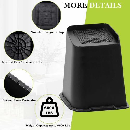 Bed Risers 2 inch, 3 inch, 4 inch, 6 inch, 8 inch Heavy Duty, Oversized Furniture Riser for Couch Sofa Table Chair Leg Frame Dorm, Support up to 6000 Lbs (Black 4 Pack, 8 inch)