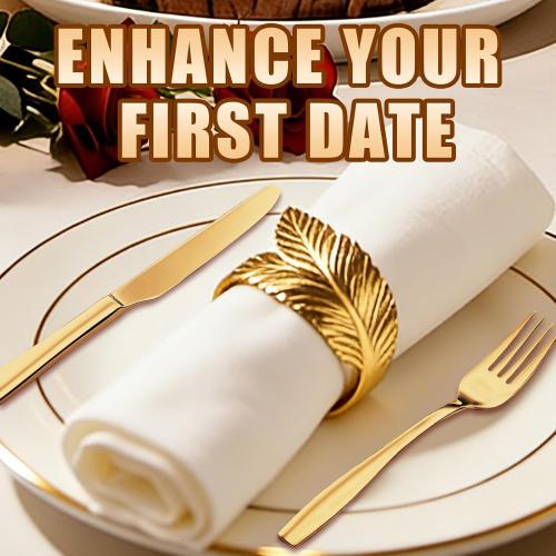 Gold Napkin Rings Set of 100, Gold Napkin Ring Table Decor, with Their Elegant Gold Leaf Design, are Perfect for Valentine, Easter, Dinner Parties. They Make an Excellent Gift for Your Host