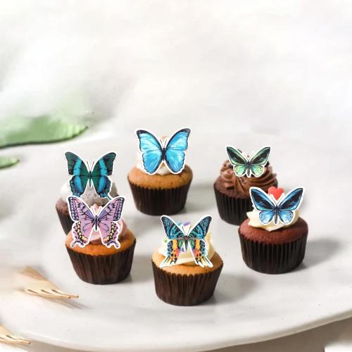 60 Pack Edible 3D Butterfly Cupcake Toppers Cute Realistic 3D Butterfly Cupcake Picks for Butterfly Theme Baby Shower Bridal Shower Boys Girls Birthday Cake Decorations Style 1
