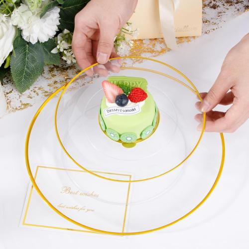 LIYH 120 Pcs Clear Gold Plastic Plates for Holiday Plastic Plates Disposable Elegant Disposable Plate Included Dinner & Dessert Plate for Wedding Holiday Valentines Day