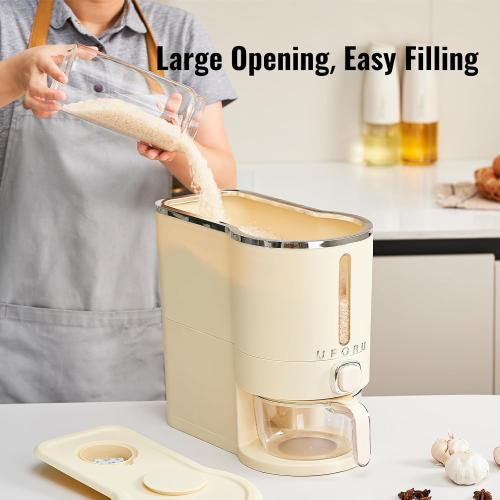Rice Dispenser, Rice Storage Container with Measuring Cup for Kitchen Pantry Household, Dry Food Storage Containers Airtight, Sealed Moisture Proof, 11 Lbs