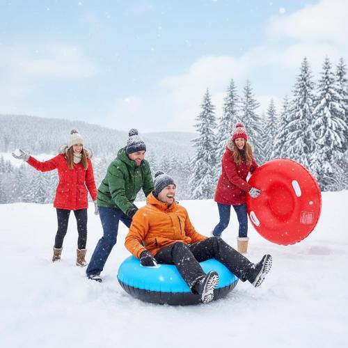 Shappy 2 Pack 36'' 40'' 47'' Snow Tube Inflatable Snow Sleds Heavy Duty Sleds Adults for Winter Outdoor Sports Toboggan with Handles Thickened Bottom