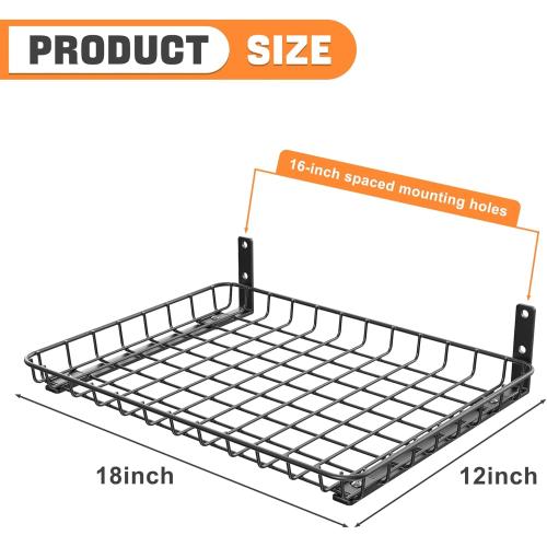 TORACK 2-Pack 12x18 inch Wall-Mounted Shelves, Garage Wall Shelf for Closet & Laundry Room, Heavy-Duty Floating Shelves Hold Up to 60 lbs(Black)