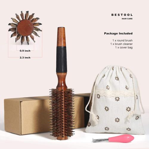 BESTOOL Round Hair Brush for Women or Men, Boar Bristle Small Round Hairbrush for Quick Blowout, Add Shine/Volume, Minimize Damage (2.2 Inch)
