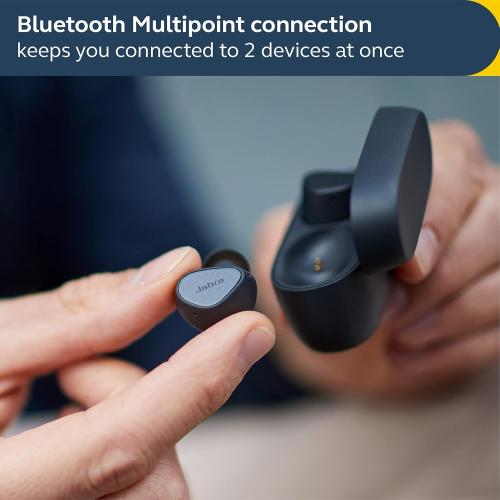 Jabra Elite 4 True Wireless Earbuds - Active Noise Cancelling Headphones - Discreet & Comfortable Bluetooth Earphones, Laptop, iOS and Android Compatible - Navy (Renewed)