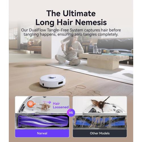 NARWAL Freo Pro Robot Vacuum and Mop Combo, Tangle Free Robot Mop, 8500Pa Powerful Suction, Self-Emptying, Auto Mop Washing, Auto Drying, Obstacle Avoidance, Ideal for Pet Hair and Hard Floor
