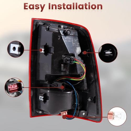 LED Tail Lights Assembly Compatible with 2013-2018 Dodge Ram 1500 2500 3500 Sport, Rear Light Taillights Replacement # 68093081AB 68093081AC (Black Border)