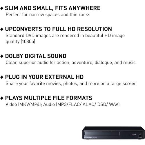 Panasonic Blue Ray Player with Full HD Picture Quality and Hi-Res Dolby Digital Sound, DMP-BD84P-K Blu Ray DVD Player, Black