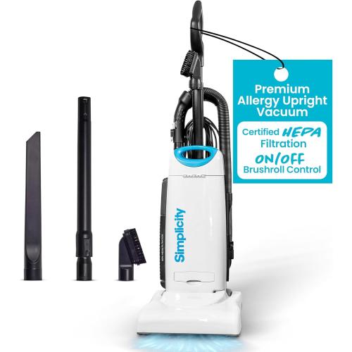 Premium Allergy Upright Vacuum Cleaner – Multi-Surface Bagged Vacuum Cleaner for Home with Charcoal HEPA Filter Media, Powerful Pet Hair Pickup, Brushroll Activation Switch, S26