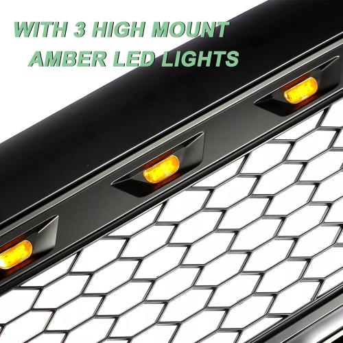 MATMACRO Mesh Grille Compatible For Toyota Tacoma front grill with 3 LED Lights 2005 2006 2007 2008 2009 2010 2011