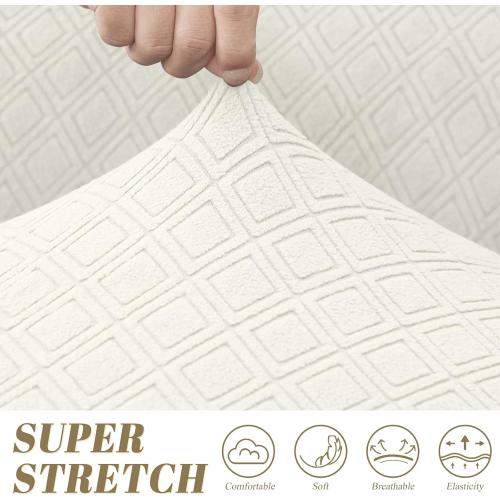 ALIECOM Extra Soft Corner Sectional Sofa Covers L Shaped Couch Cover Sectional Slipcovers with Non Slip Foams Jacquard Stretch U Shape Furniture Protector for Pets Dogs (Ivory White, Large)