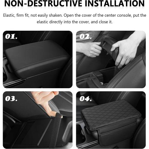 Stacool Upgraded Car Center Console Cover,Microfiber Leather Car Armrest Cover Cushion with 2 Storage Bags,Universal Car Armrest Storage Box (Gray)