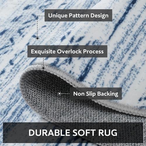 6x9 Area Rugs for Living Room Machine Washable Rug Distressed Indoor Carpet Neutral Moroccan Boho Rug Ultra Soft Area Rug for Bedroom Dining Room Playroom Office,Blue